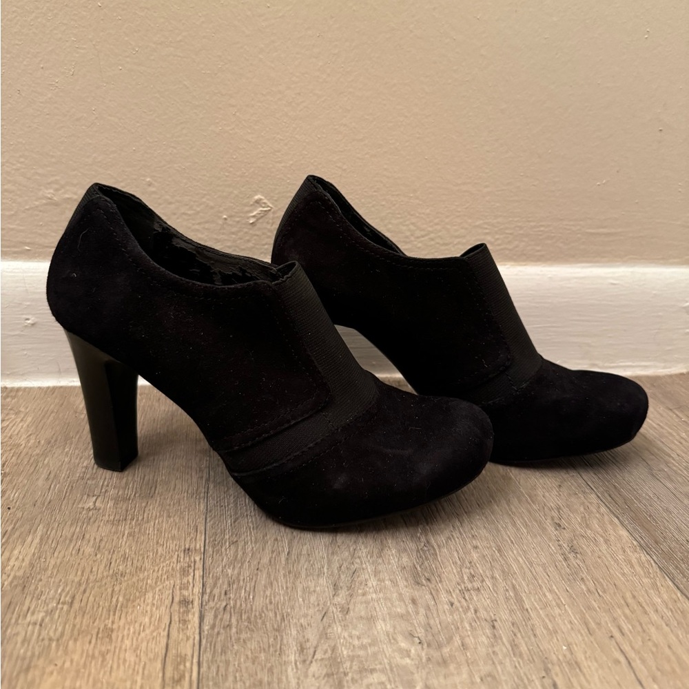 Franco Sarto Black Suede Ankle Boots